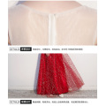 Q023 Wedding Party Dress Sleeveless Sequined Formal Dress Appliqued Lace Red Bridesmaid Dress